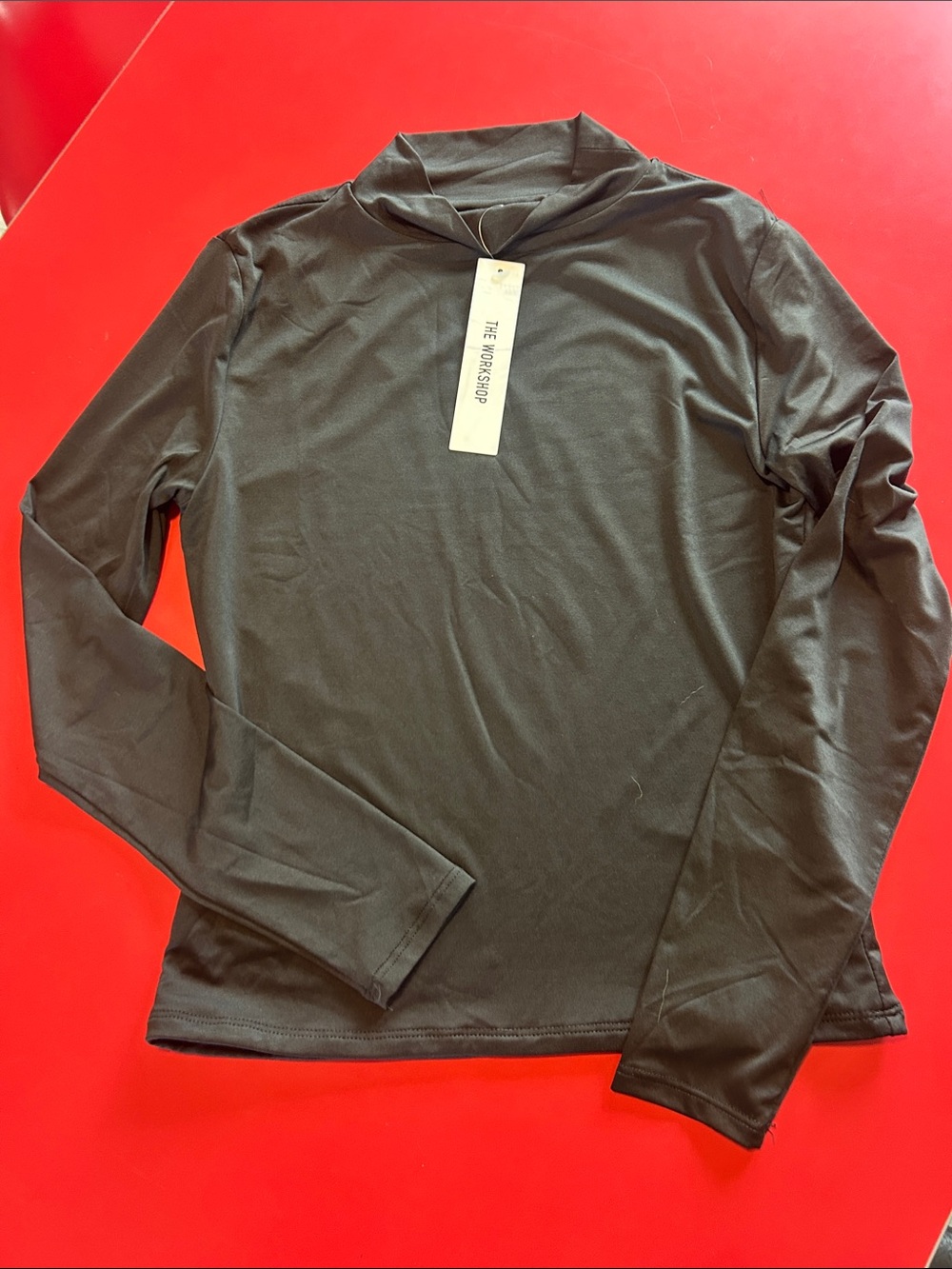 Workshop Republic Clothing Men’s Long-Sleeve Mock Neck Shirt - Black